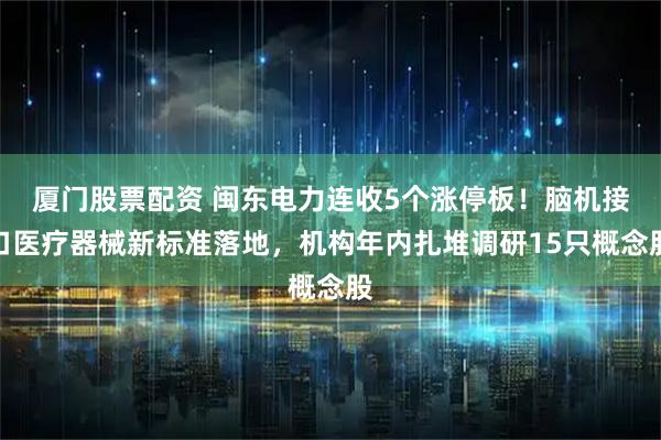 厦门股票配资 闽东电力连收5个涨停板!脑机接口医疗器械新标准落地,机构年内扎堆调研15只概念股
